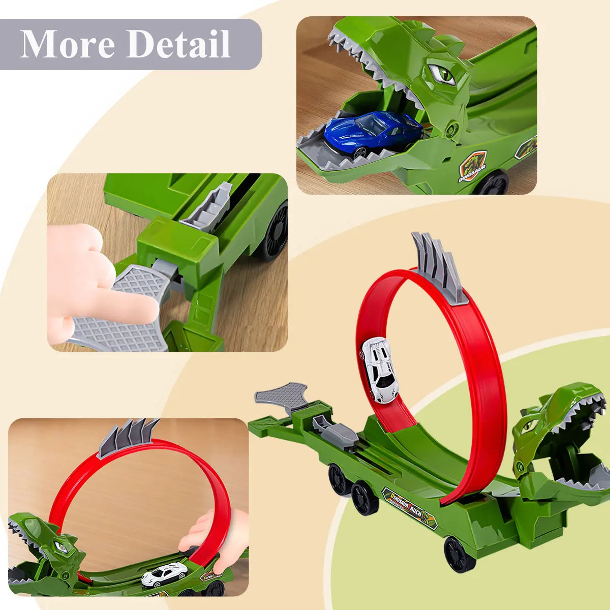 Dinosaur Track Car Sliding Railway Toy Shark  DIY Assembled Rail Kids Play Vehicles Educational Toys For Boys Gift