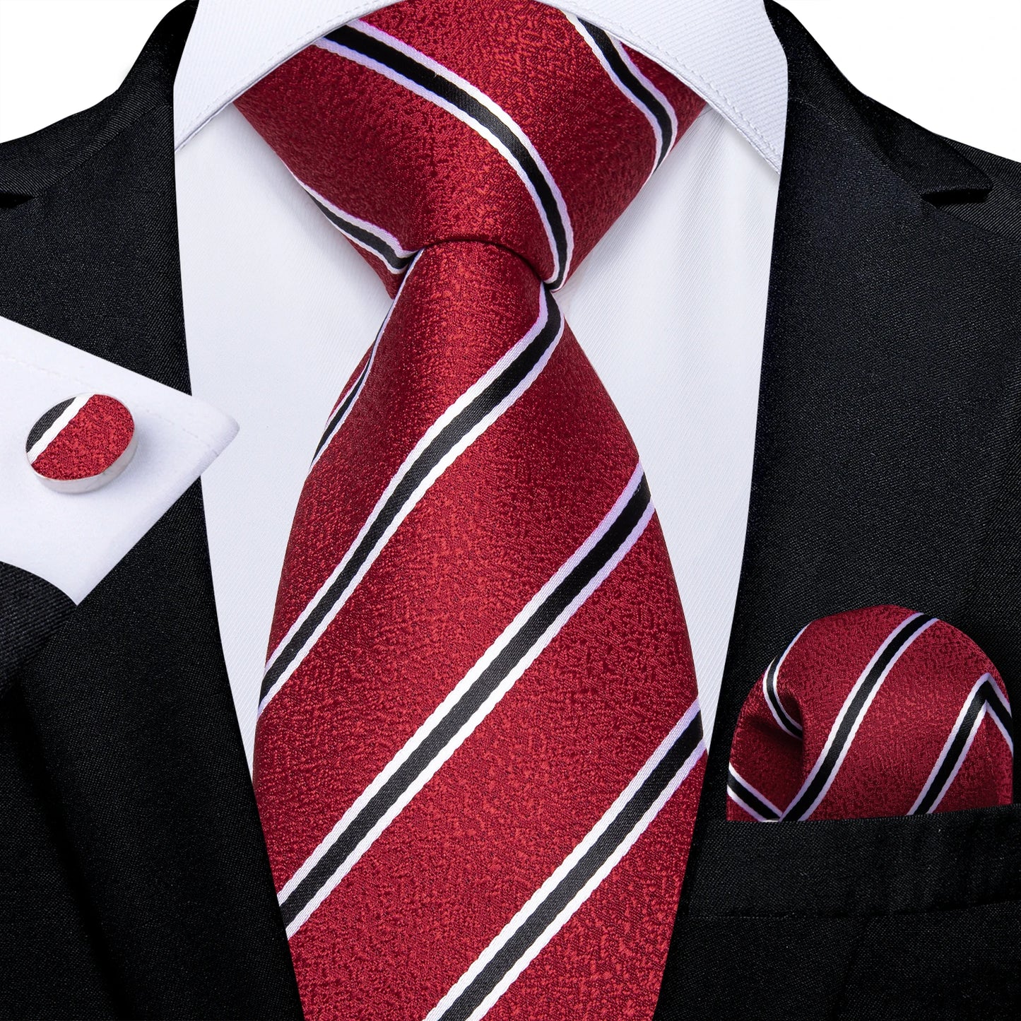 Gold Black Striped Silk Neck Ties