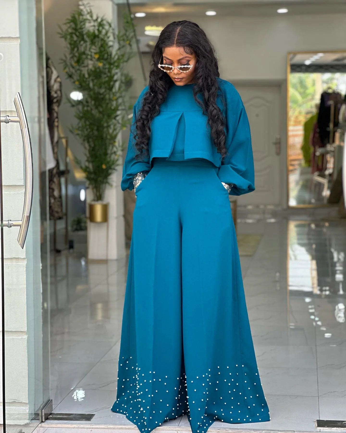 2 Piece Women Matching Sets Solid Color Two Pieces Sets Top And Pants Suits Outfits Clothing
