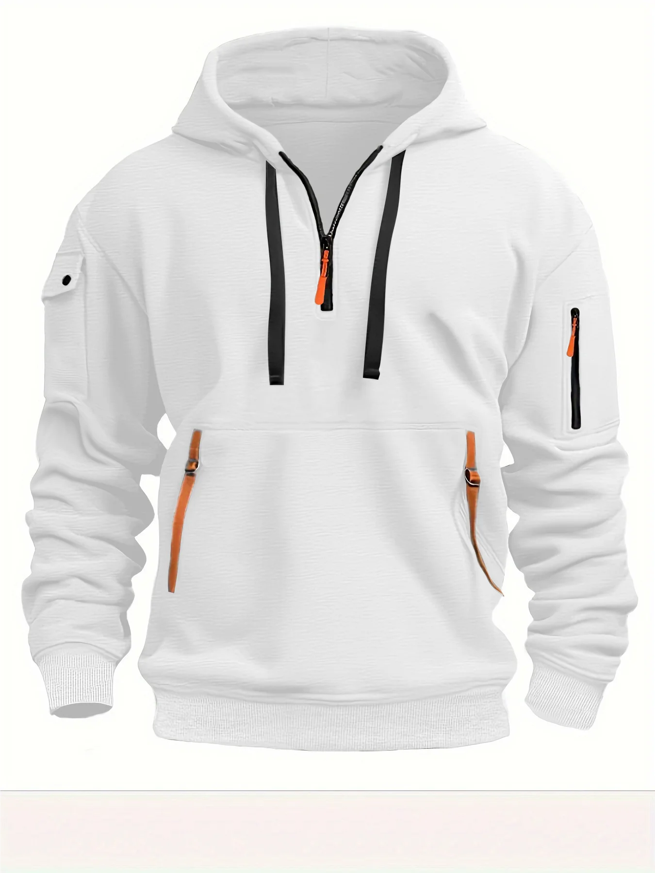 2025 New Multi Pocket Zipper Fleece Hooded Casual Shirt