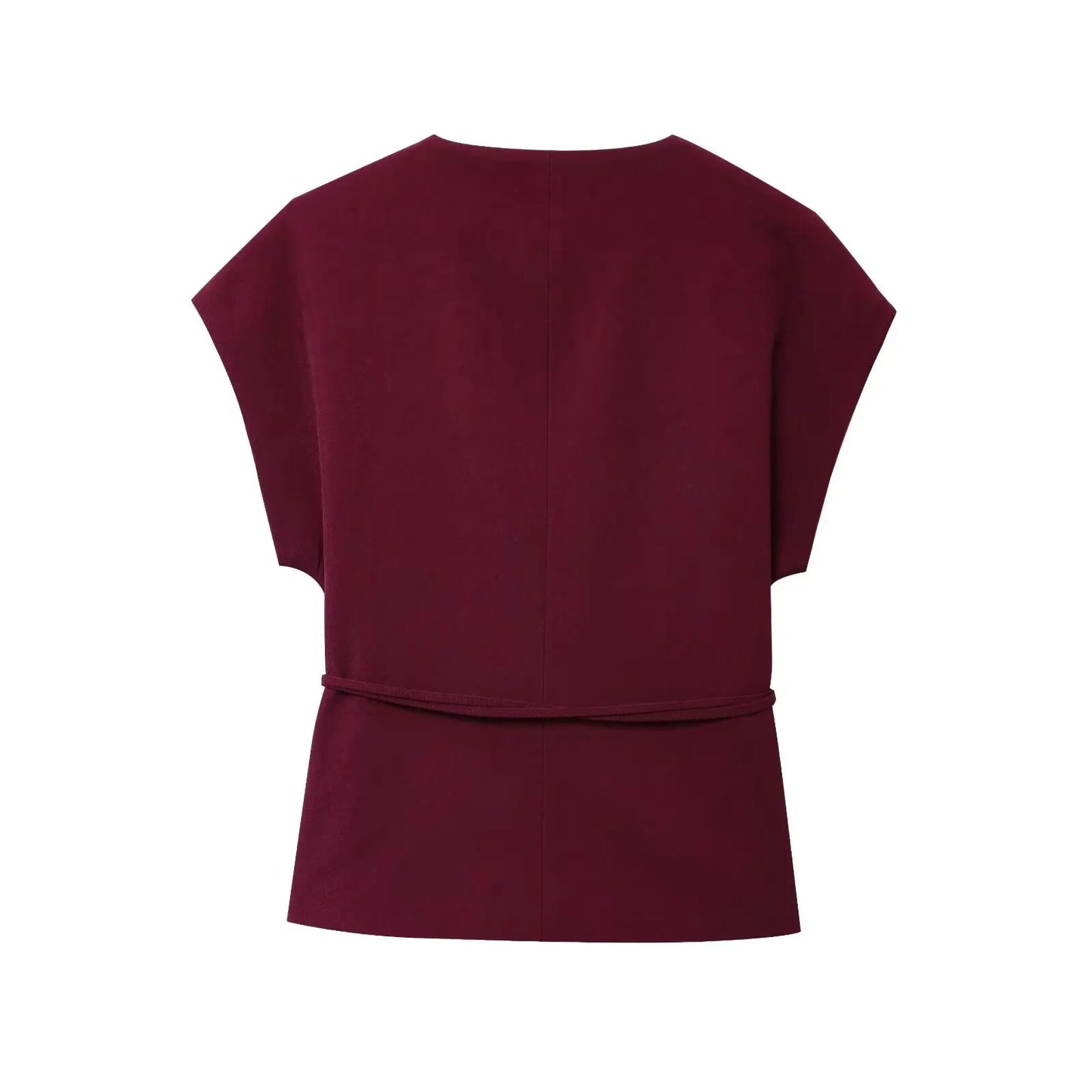 TFMLN Fashion Women's Trouser Suits Sleeveless V-Neck Top With Belt Straight Pants Sets.