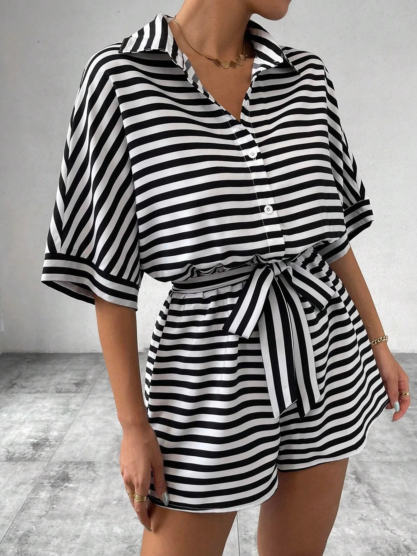 Shirt Top+ Shorts 2-piece Sets Woman