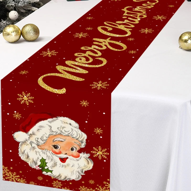 Christmas Table Runner Merry Christmas Decoration for Home Xmas Party