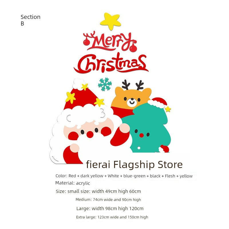 Christmas Decoration Scene Layout Shopping Window Glass Sticker Painting Santa Claus Christmas Tree Wall Decorations
