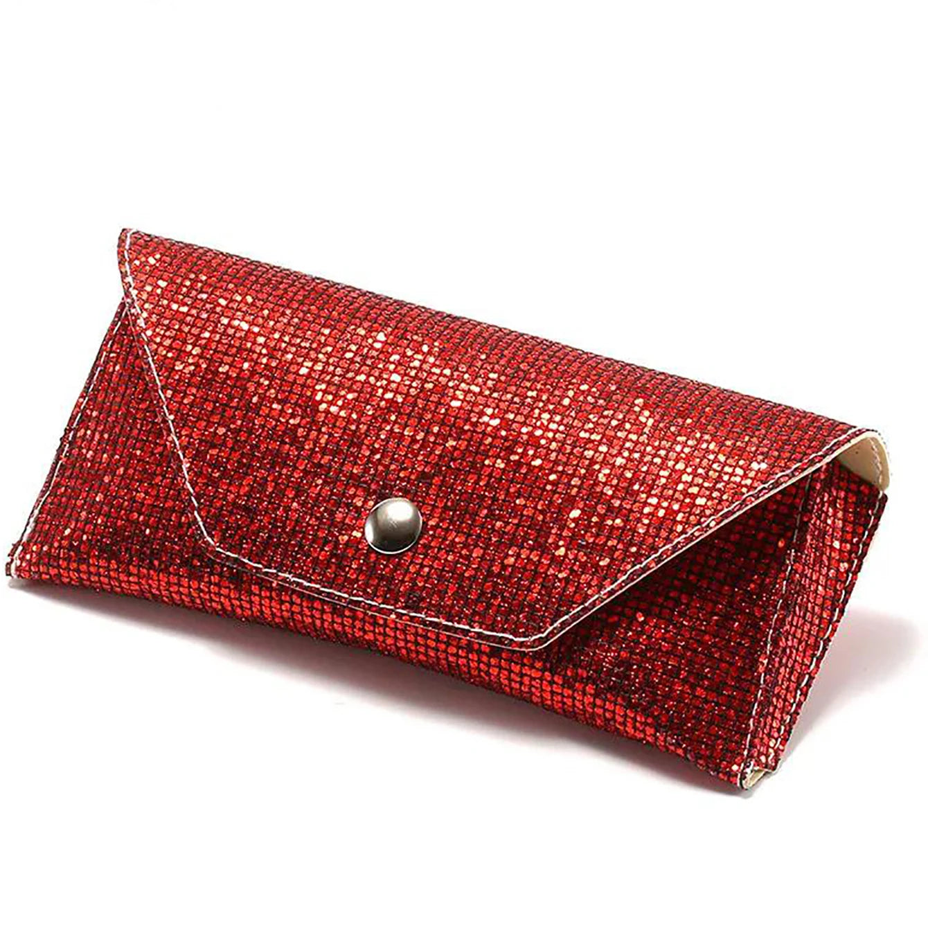 1pc Retro Soft Sequined Leather Sunglasses Case Portable Neutral
