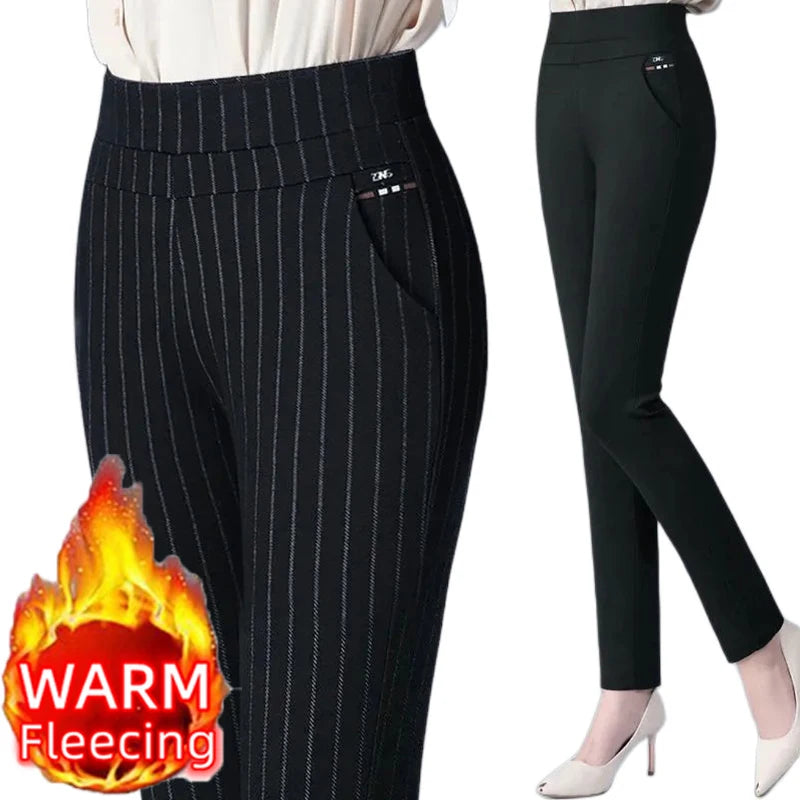 Thin & Thick Warm Winter Pencil Pants Womens Snow Plush Strench Lady