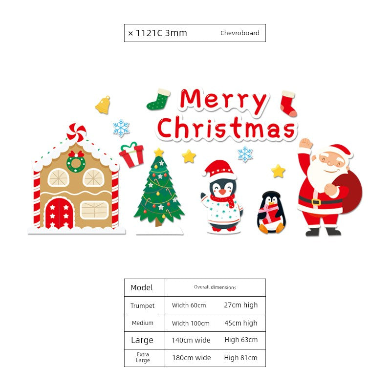 Christmas Decoration Scene Layout Shopping Window Glass Sticker Painting Santa Claus Christmas Tree Wall Decorations