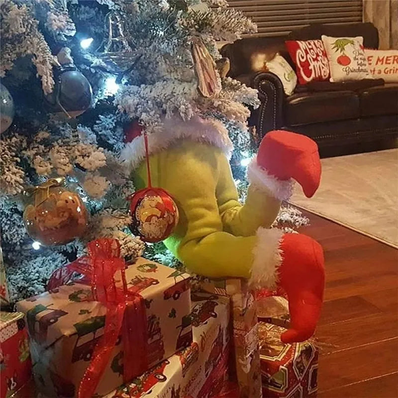 Christmas Elf Leg Plush Toy Xmas Tree Green Artificial Leg Children's Toy Christmas Green Hairy Monster Arm Pendant