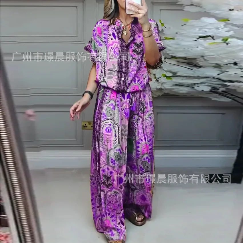Wide-leg Trousers Two-piece Suit For Women