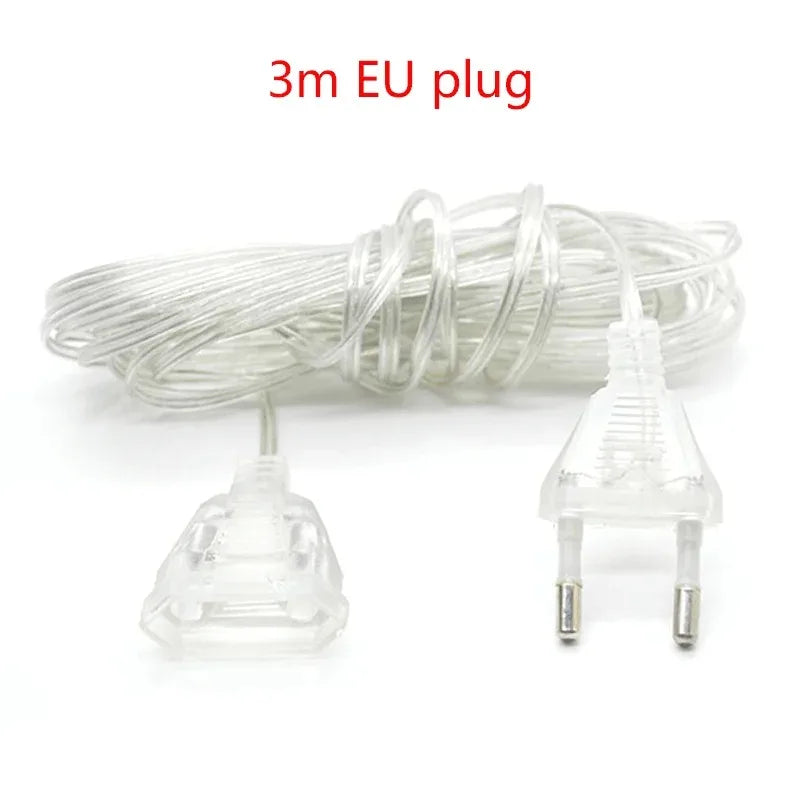 EU / US Plug 3 / 5m Extender Wire For LED String Light Christmas String Extension