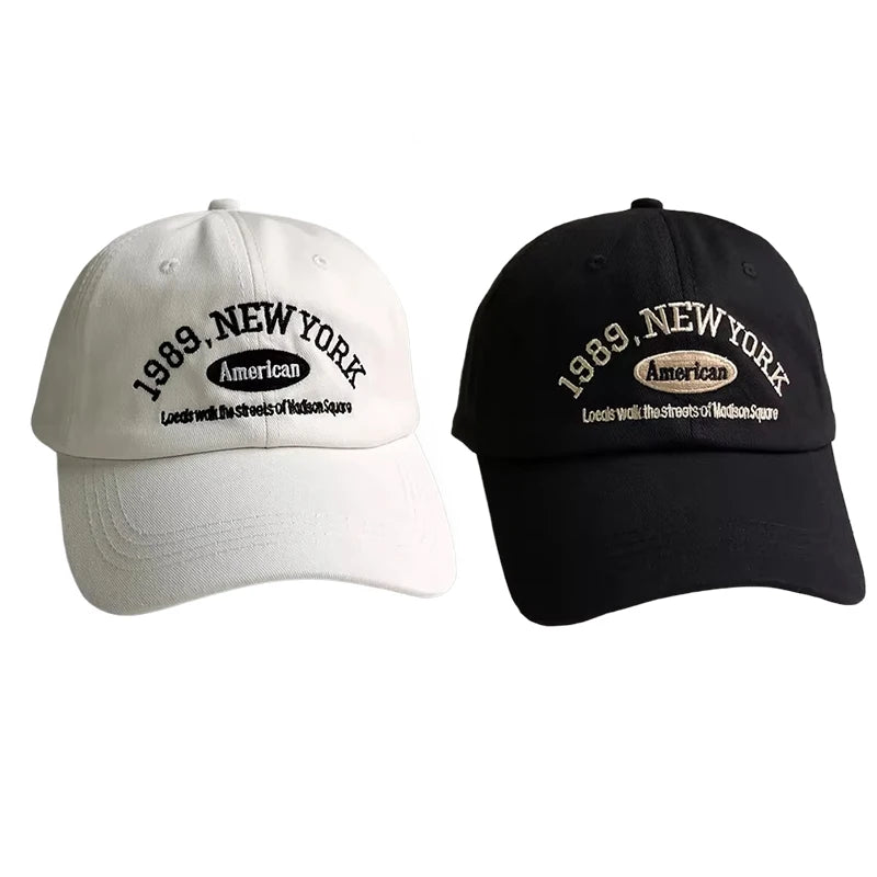 Korean Retro Baseball Hat Women's Autumn Winter Versatile Ins Street Letter Embroidered Caps Summer Couple Men