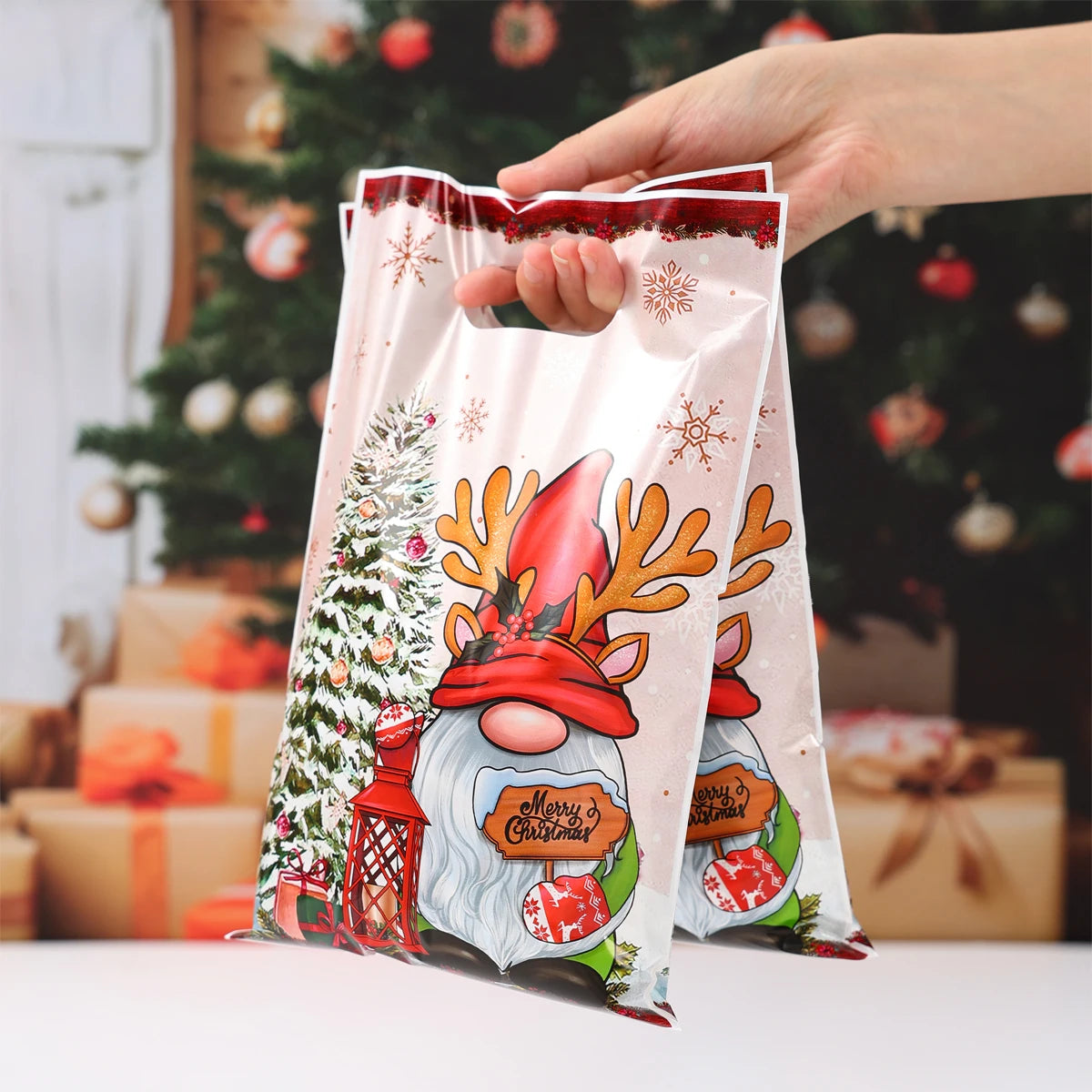 10/25/50pcs Christmas Cute Gift Bags Christmas Party Decoration 2025 Xmas Santa Claus Handbags Navidad Natal New Year Gift 2026