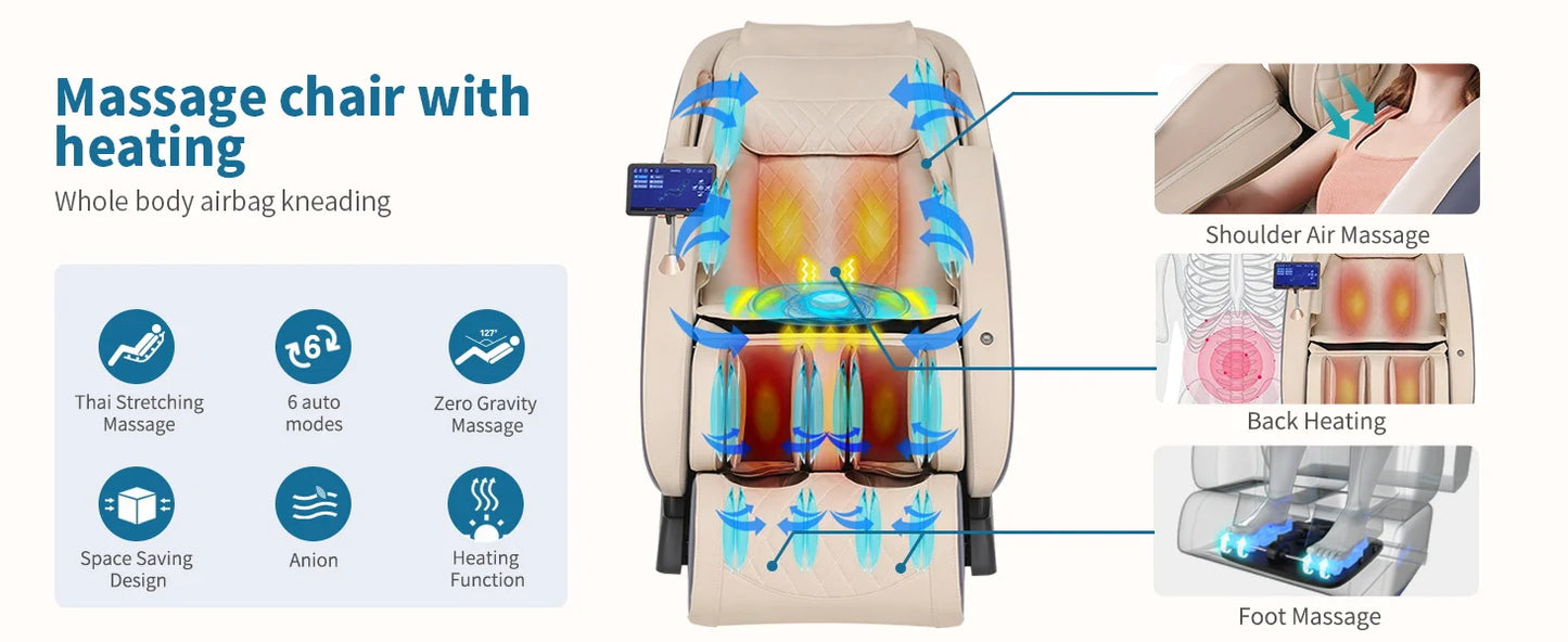 APP Control 4D Massage Chairs SL-Track Full Body Shiatsu Recliner
