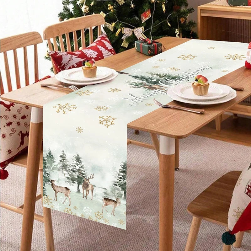 Christmas Table Runner Merry Christmas Decoration for Home Xmas Party