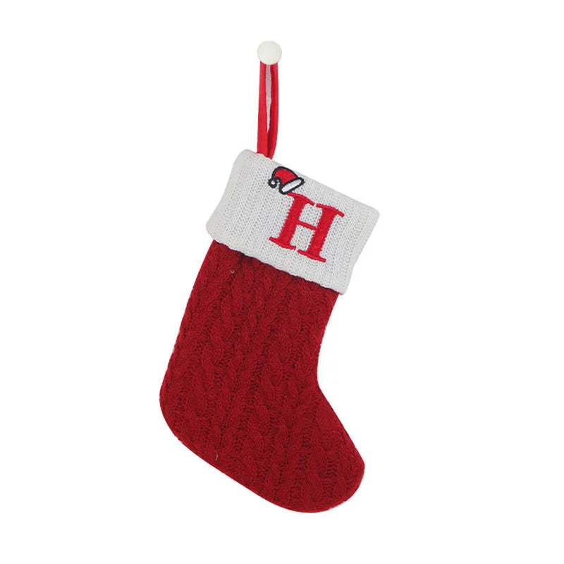 Christmas Socks Knitting Snowflake Letter Stocking Christmas Decoration For Home 2024 Xmas Tree Ornament Gift Navidad Natal 2025