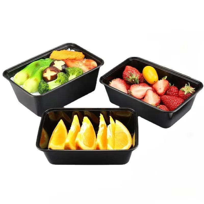 10/20PCS Black Food Box Fruit Salad Food Box Kitchen Meal Prep Takeout Bento Fridge Storage Leakproof Food Containers