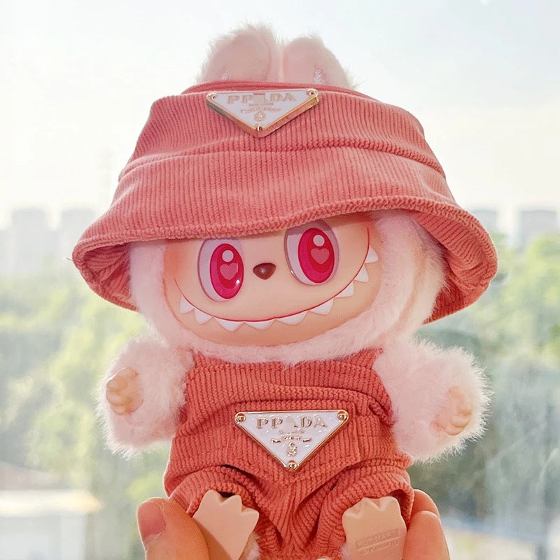 Labubu Clothes Corduroy Mini Doll Clothing Set Cute Hats Clothes Vinyl Doll Accessories Training Sitting Party Games Toys