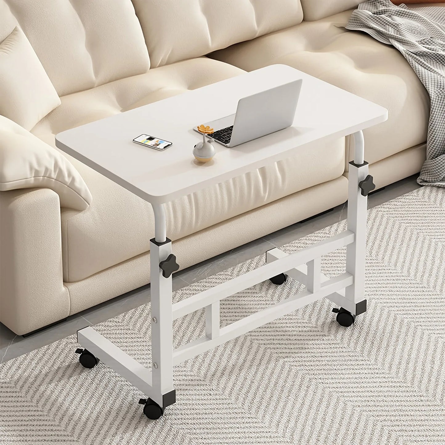 Standing Desk Adjustable Height Mobile Computer Desk with Universal Wheel Stable Sturdy Durable Spacious Study Table for Home