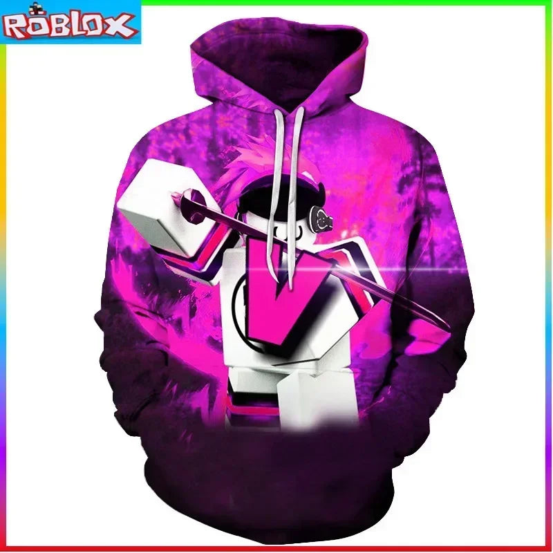 ROBLOX Digital Printing Hooded Sweater Hooded Pullover Couple Fashion Sweater Trendy Gift for Girls Kids Boys