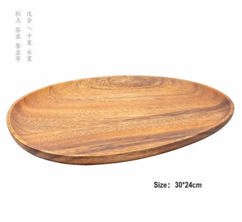 HeMu-Acacia Wooden Plate Set, Special-Shaped, Cake, Dessert, Fruit Serving, Small Sushi, Food Dishes, Premium Acacia