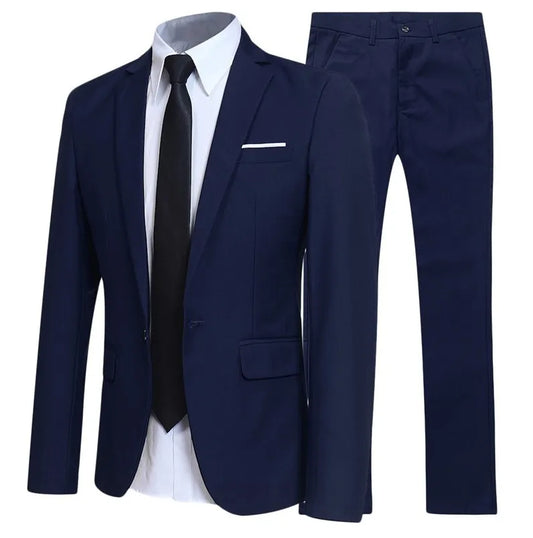 Blazer Suits Men 2 Piece Set Party Coat Straight Pants Ensemble Autumn 2025 Button Trousers Suit Jacket Outfits Formal Banquet