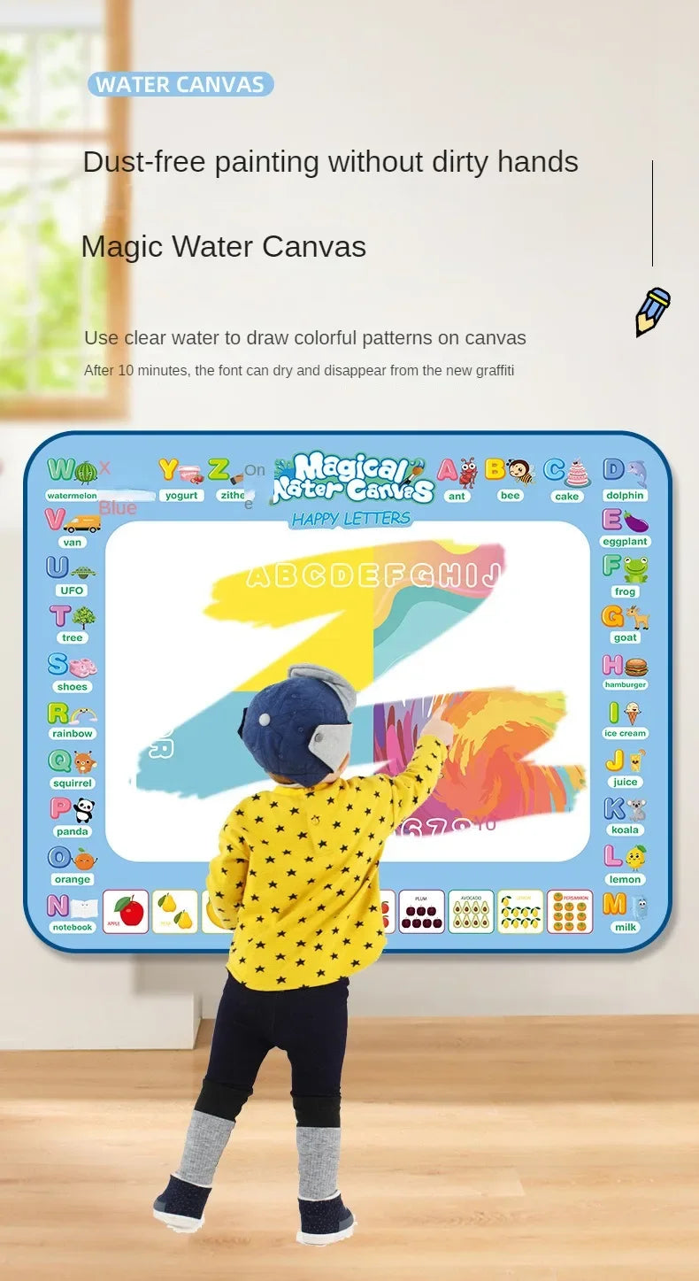100x80CM Magic Water Drawing Mat Coloring Doodle with Reusable Magic Pens Montessori Painting Board Educational Toys Kids Gifts