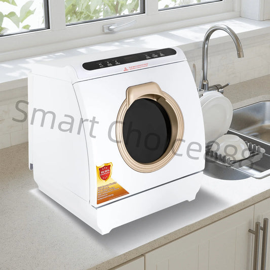 110V 900W Portable Dishwasher Countertop Dish Washing Machine Sterilization Temperature 72℃ 5 Washing Programs Apartment