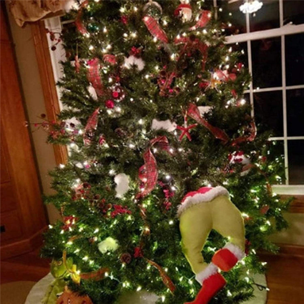 Christmas Elf Leg Plush Toy Xmas Tree Green Artificial Leg Children's Toy Christmas Green Hairy Monster Arm Pendant