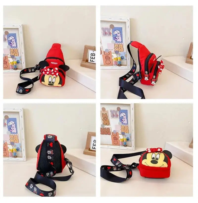 Disney 2024 New Fashion Mickey Cartoon Single Shoulder Crossbody Bag for Boys and Girls Cute Girls Coin Crossbody Bag