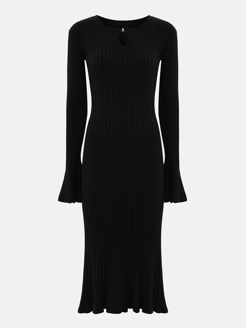 Sweater Dress For Women Fall Winter Bodycon Ribbed Knit Dress Elegant Midi Work Formal Christmas Party Dress