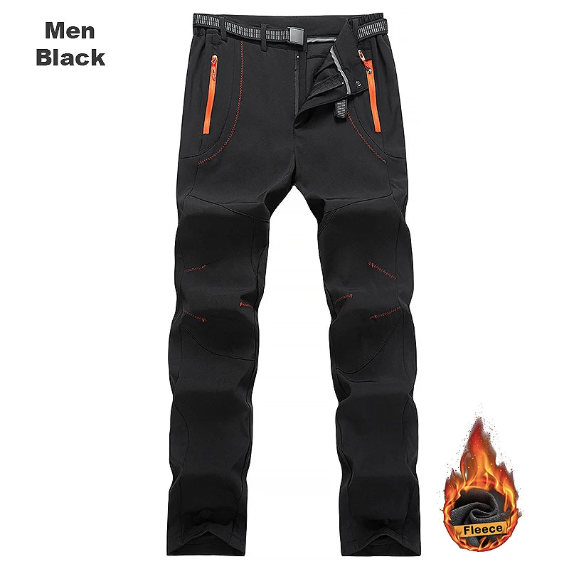 LNGXO Thick Warm Fleece Hiking Pants Men Winter Waterproof Windproof Outdoor  Camping Ski Pants