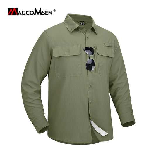 MAGCOMSEN Men's Long Sleeve Shirt with 3 Pockets