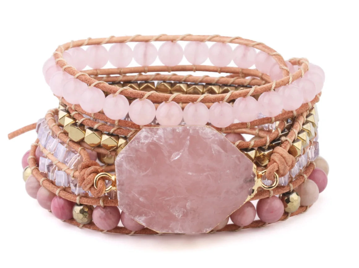 Wrap Bracelet With Gemstone Rose Crystal