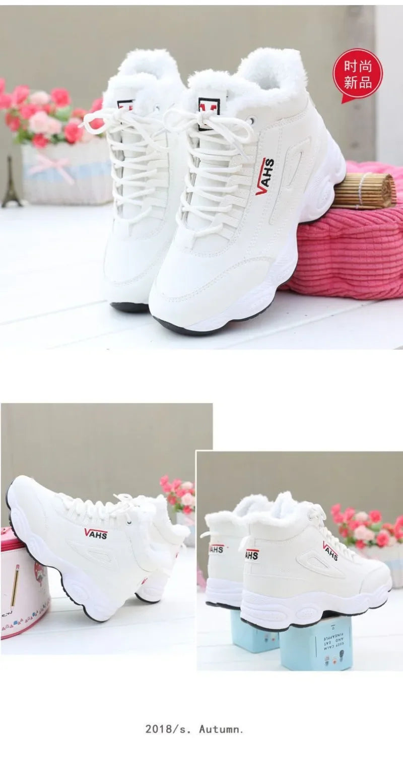 New Winter Thick-soled Women's Sneakers Warm Plus Velvet Cotton Shoes Height-increasing Non-slip Platform Women Shoes Snow Boots