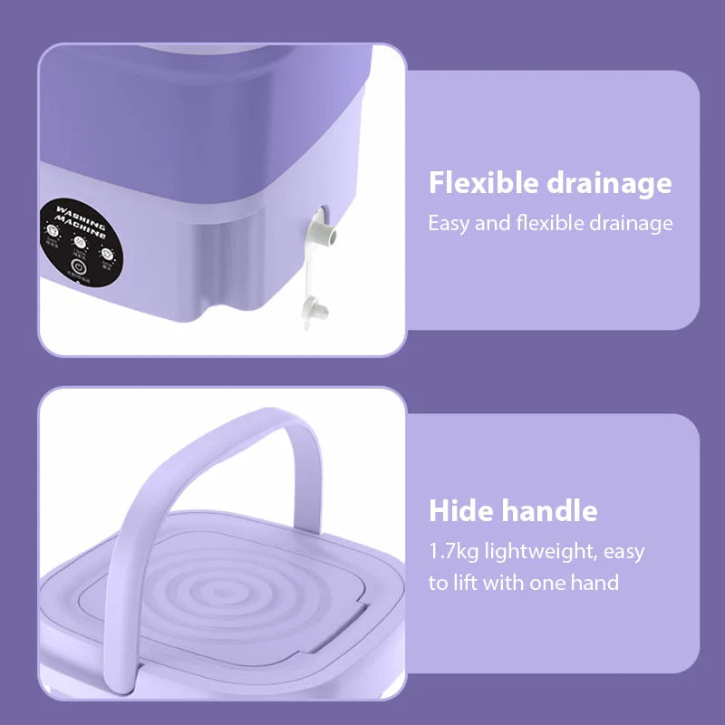 Folding Washing Machine Portable Mini Dehydratable Washing Machine for Socks Underwear Panties Dormitory Home Appliance US Plug