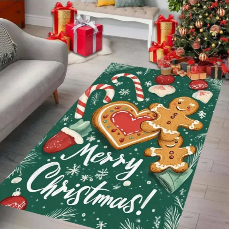 Gingerbread Man Carpet Christmas Tree Christmas Floor Mat Terrace Living Room Bedroom Balcony Camping Outdoor Carpet Decoration