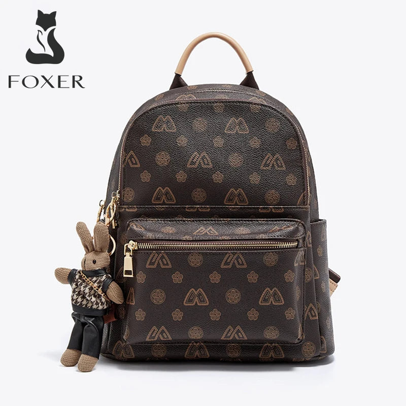 FOXER Women Travel Rucksack Female Casual Monogram Backpack
