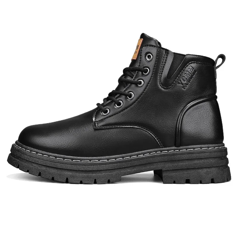Men's boots soft sole four seasons anti slip comfortable high top boots men's thick soled comfortable youth versatile work boots