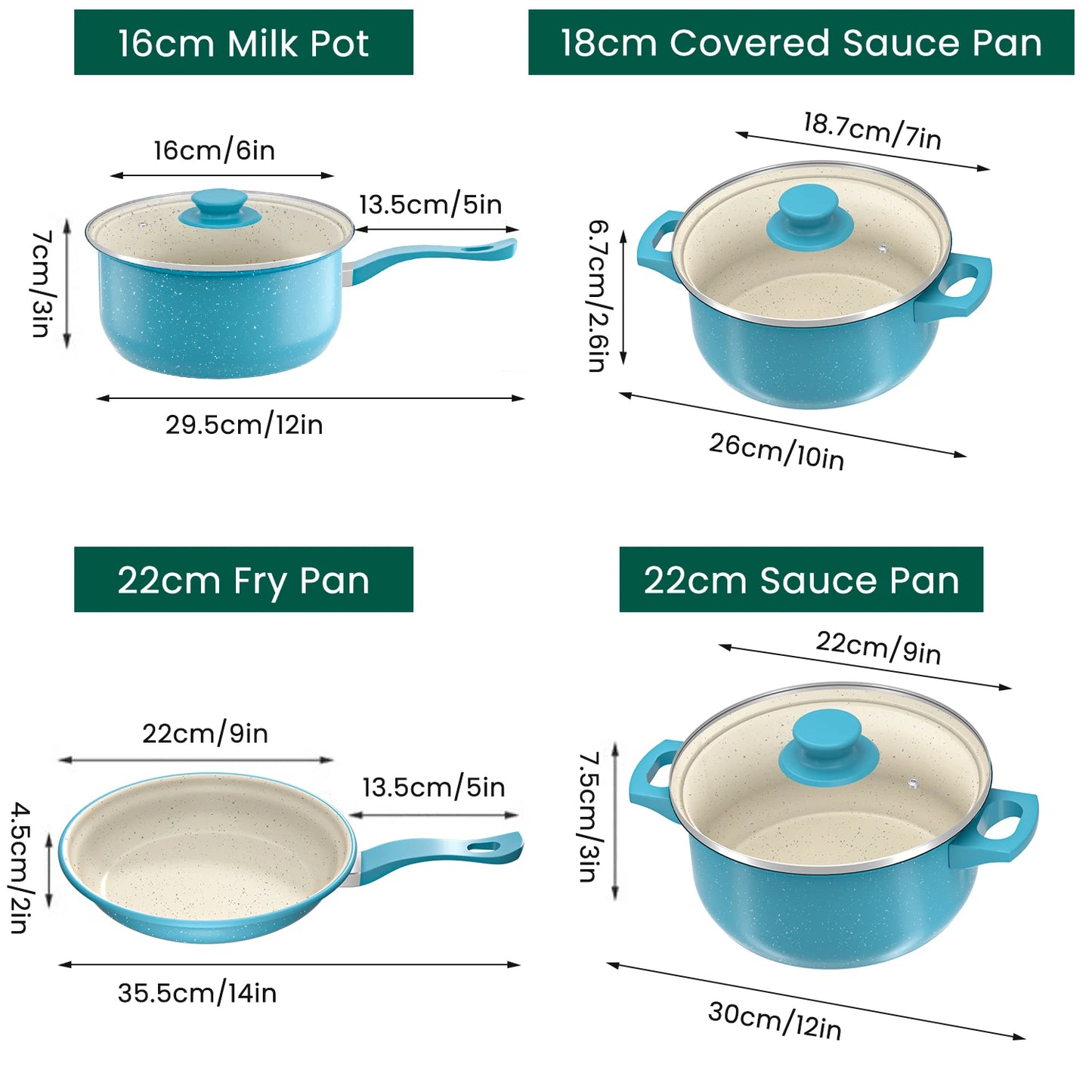 13-Piece Luxury Non-Stick Cookware Set Frying pan, casserole dish, wok, skillet – versatile, stylish, durable, outdoor set