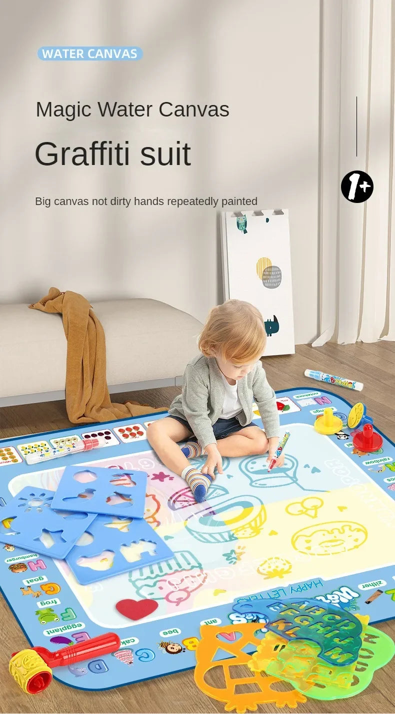 100x80CM Magic Water Drawing Mat Coloring Doodle with Reusable Magic Pens Montessori Painting Board Educational Toys Kids Gifts