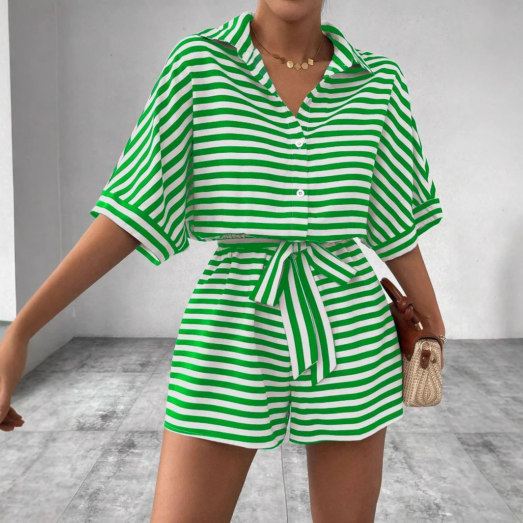 Shirt Top+ Shorts 2-piece Sets Woman