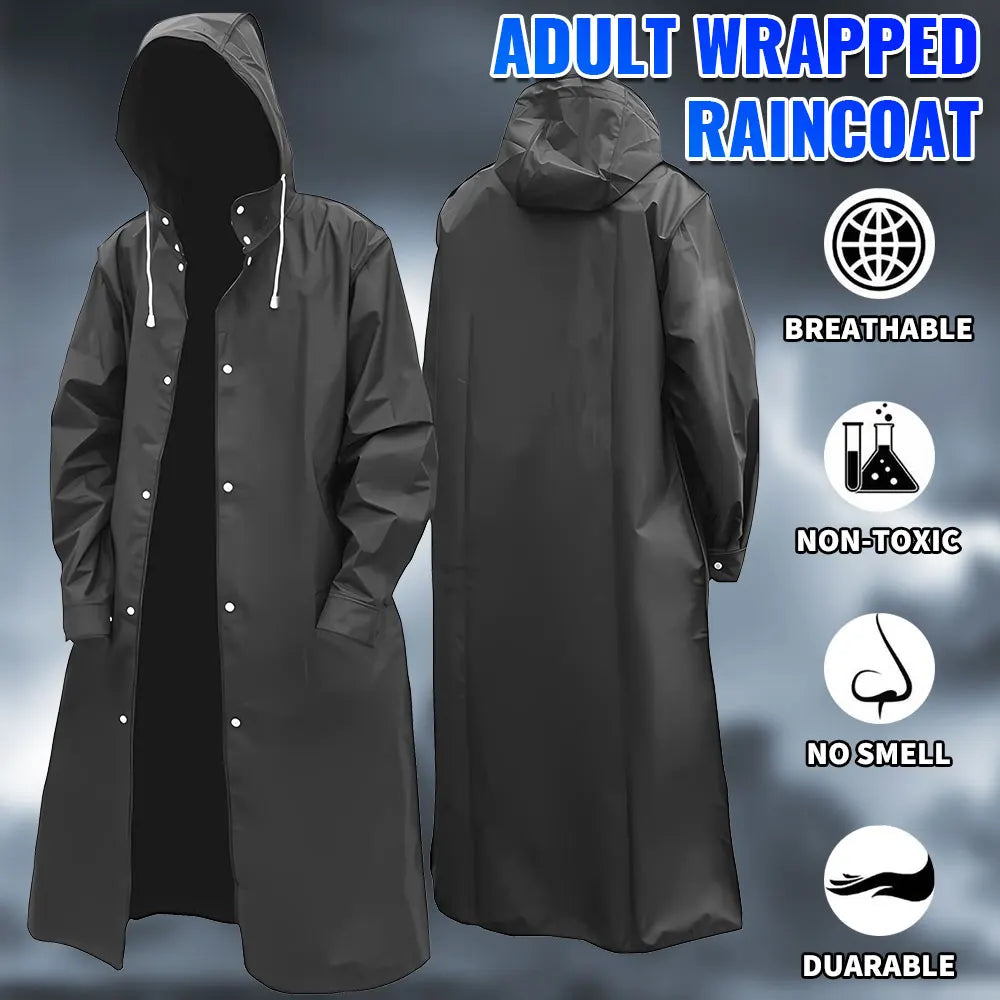 Raincoats for Adults Reusable, EVA Rain Ponchos Lightweight Rain Coat Waterproof Rain Gear for Men and Women