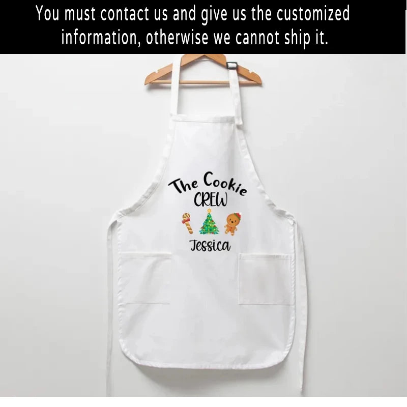 Personalized The Cookie Crew Apron for kids Funny Christmas Cookie Apron Custom Name Kitchen Gift & Cooking Christmas Decoration