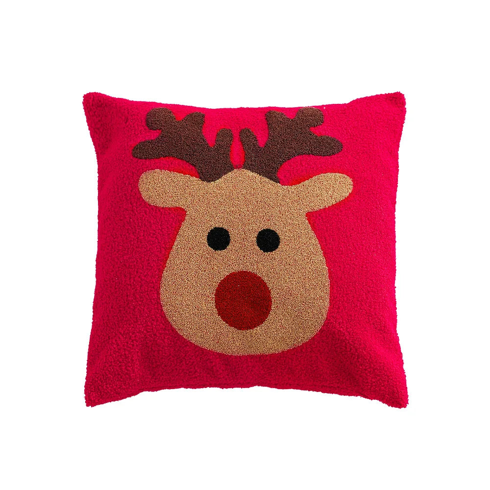 Christmas Decoration Cushion Cover Santa Snowflake Pillow Case Cotton Square Embroidery Pillow Cover 45x45cm