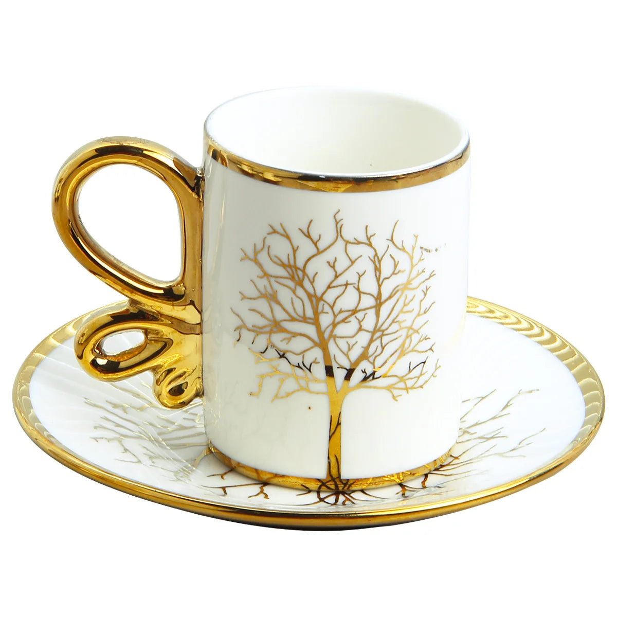 6 cups and 6 plates set, European light luxury ceramic coffee cup and saucer set, British exquisite cup and saucer afternoon tea