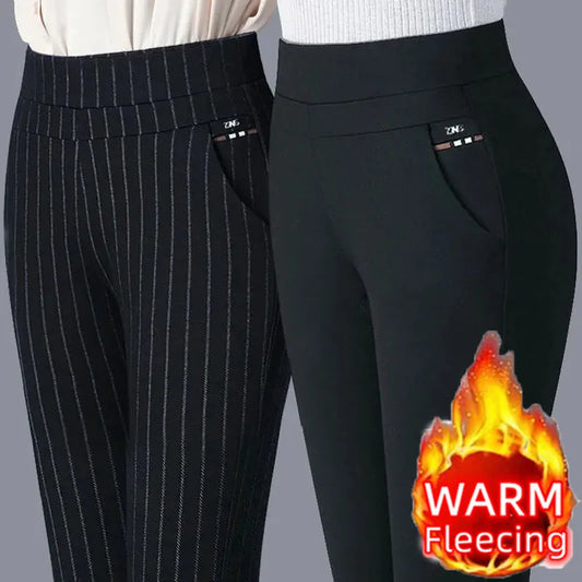 Thin & Thick Warm Winter Pencil Pants Womens Snow Plush Strench Lady