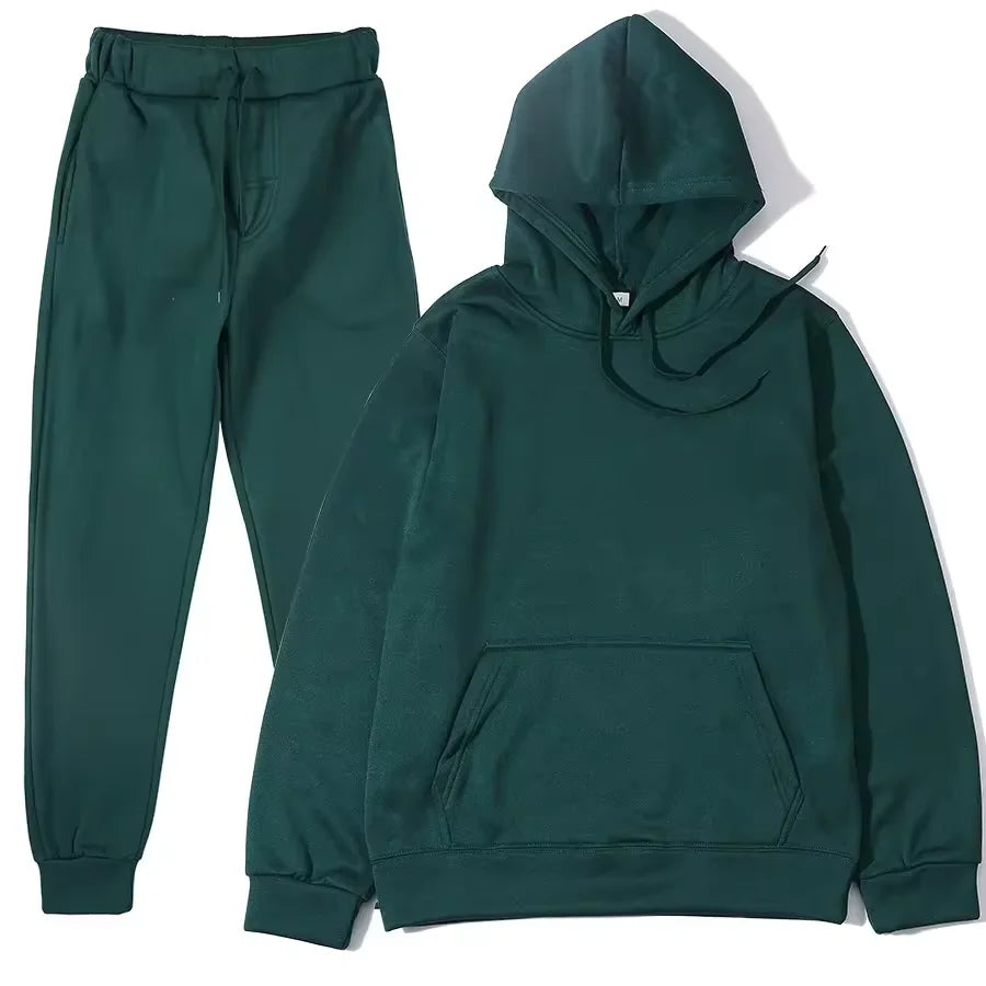 2024 Autumn/Winter New Velvet Warm Hoodie Sports Pants Two Piece Set for Men and Women