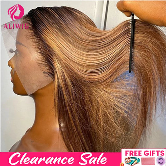 13x4 Highlight Wig Human Hair Ombre Honey Blonde Lace Front Wig Brazilian Hair Wigs For Women Straight 13x6 HD Lace Frontal Wig