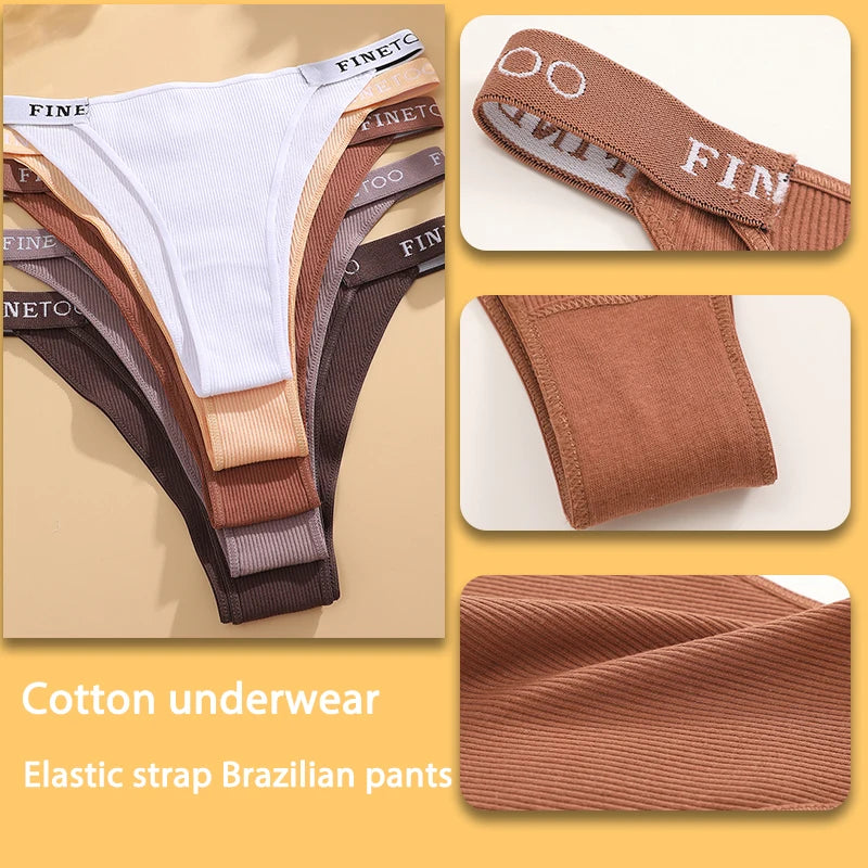 5PCS/Set Sexy Lingerie Women Cotton Panties Finetoo Letter