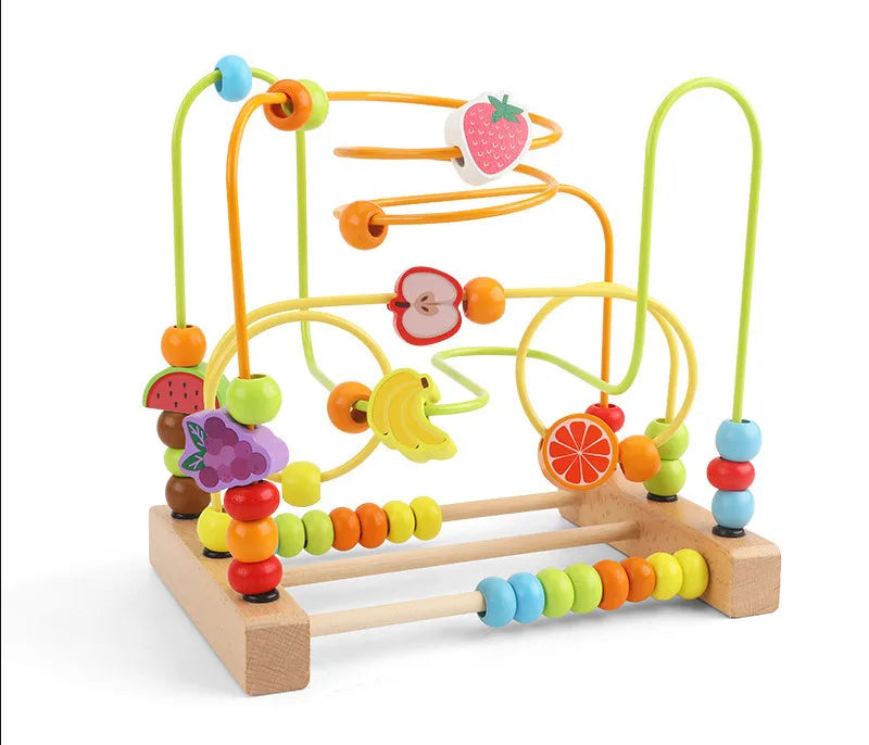 Montessori Wooden Toys Wooden Circles Bead Wire Maze Roller Coaster Toys Educational Wood Puzzles Boys Girls Kid Toy 6 Months